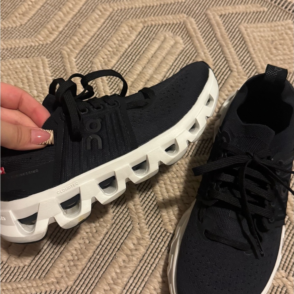 On Cloud Running Black and White Sneakers
